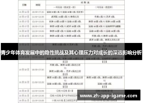 青少年体育发展中的隐性挑战及其心理压力对成长的深远影响分析